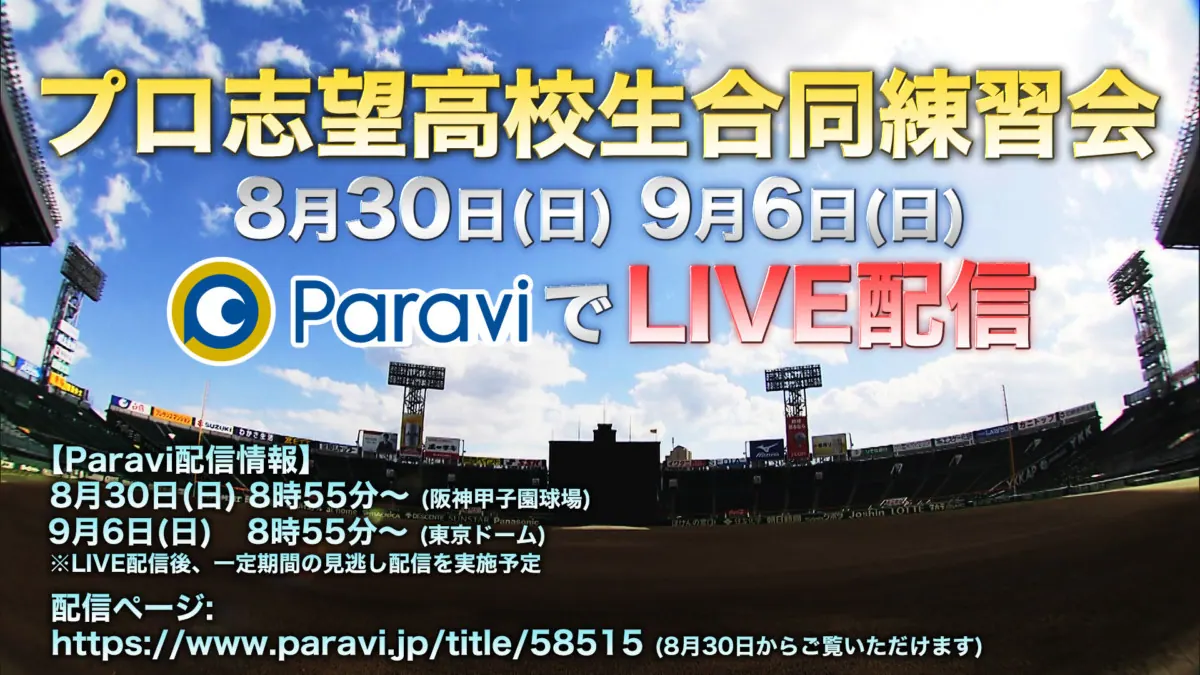 プロ志望高校生合同練習会阪神甲子園球場などで開催！LIVE配信！の画像2
